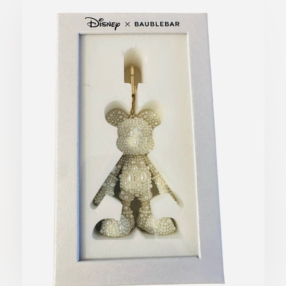 Disney X Baublebar Ivory Pearl Mickey Mouse Bag Charm Keychain RARE - Picture 2 of 4